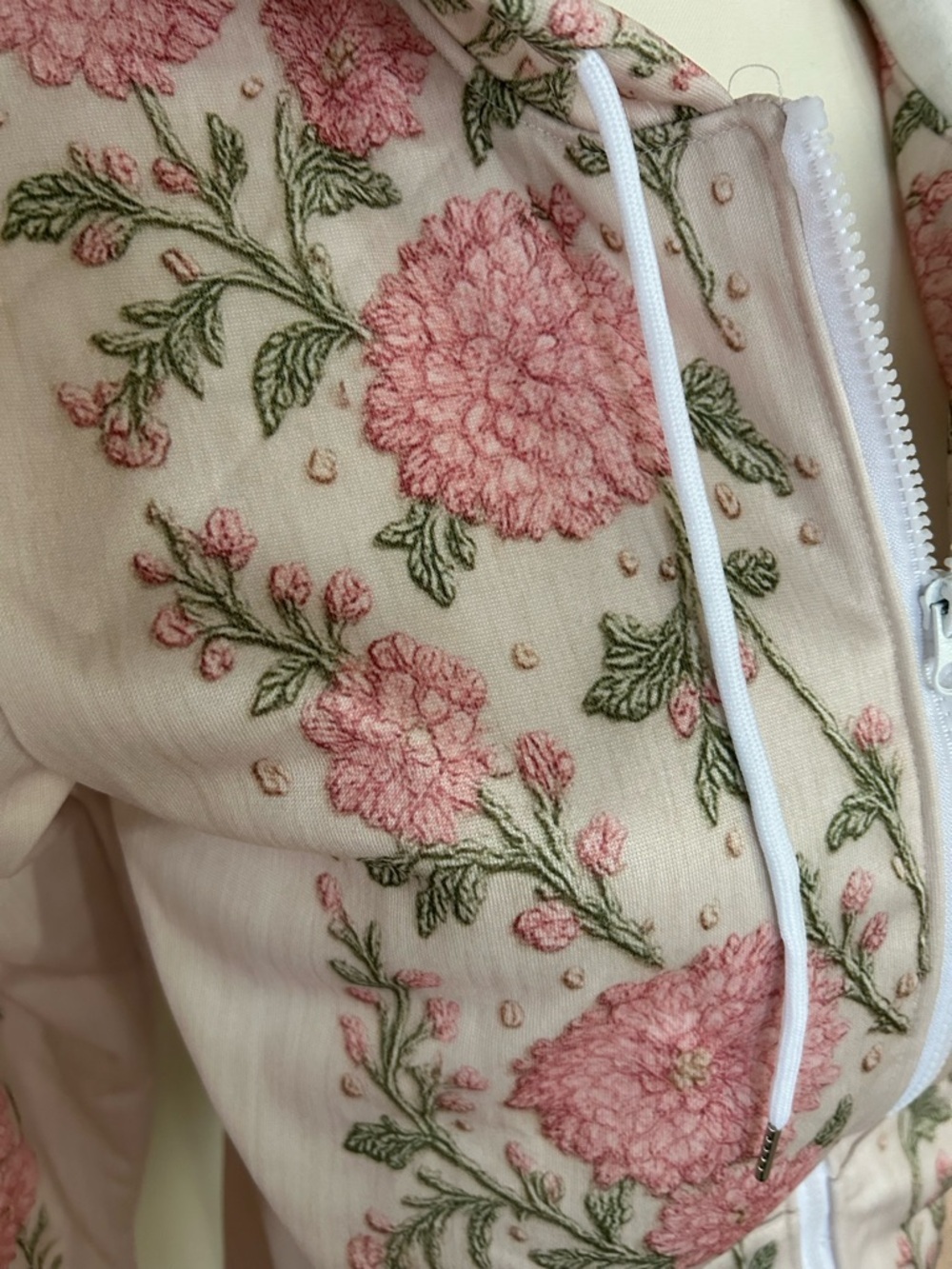 Floral Print Full Zip Hoodie - Picture 4 of 9